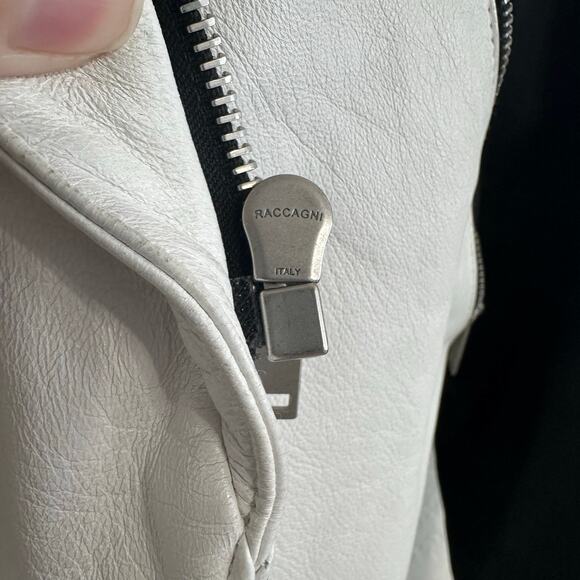 Gareth Pugh Runway Leather Jacket White Black Asymmetrical Zipper IT 38 - Picture 8 of 16